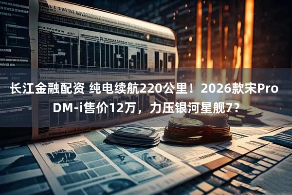 长江金融配资 纯电续航220公里！2026款宋Pro DM-i售价12万，力压银河星舰7？