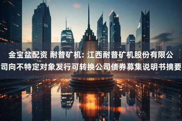 金宝盆配资 耐普矿机: 江西耐普矿机股份有限公司向不特定对象发行可转换公司债券募集说明书摘要